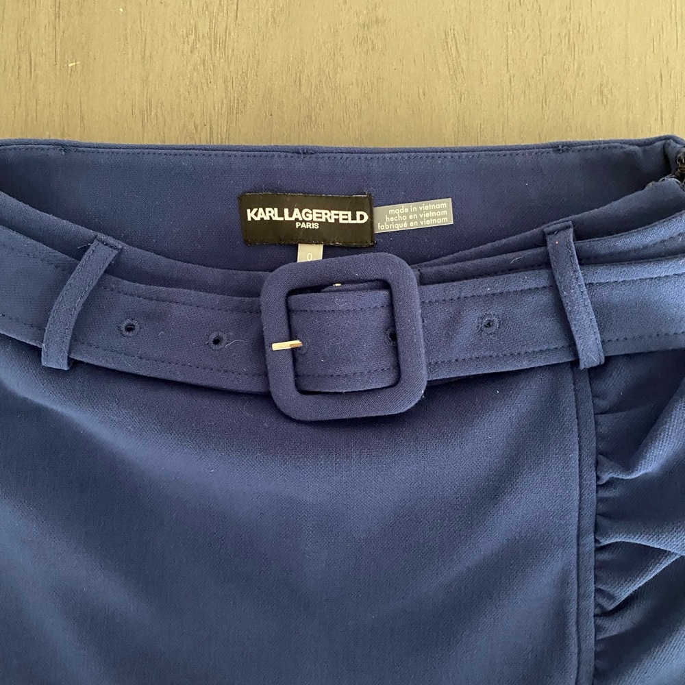 Karl Lagerfeld Blue Pencil Skirt with Ruffle Detail - Picture 4 of 4